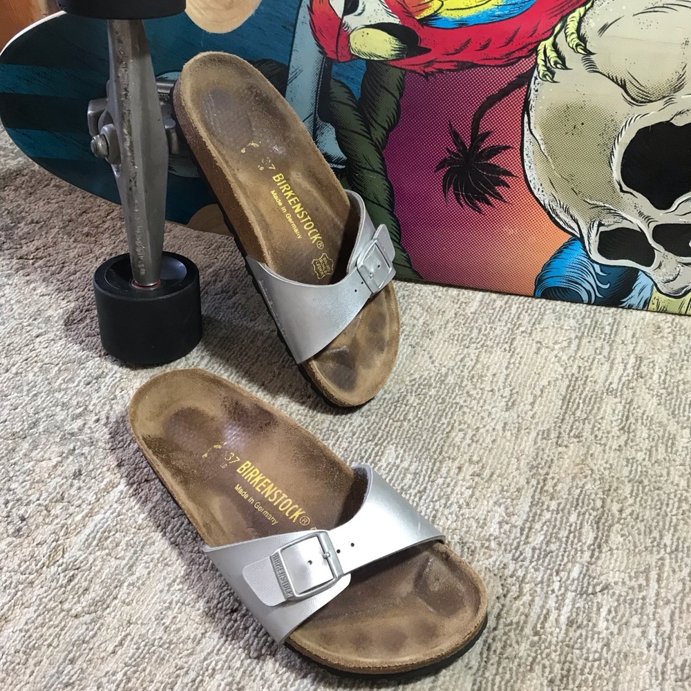 Birkenstock Madrid Silver Sandals Size 37